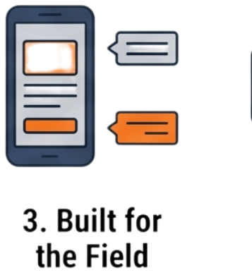 Mobile phone showing field reporting interface